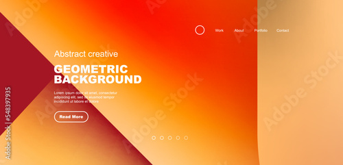 Geometric landing page background. Fluid colors and simple shapes abstract composition. Vector illustration for wallpaper, banner, background, leaflet, catalog, cover, flyer © antishock