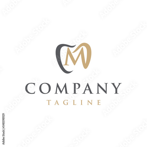 M Letter initial modern elegant luxury minimalis line art unique dental logo vector