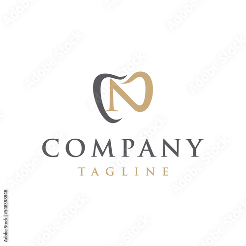 N Letter initial modern elegant luxury minimalis line art unique dental logo vector