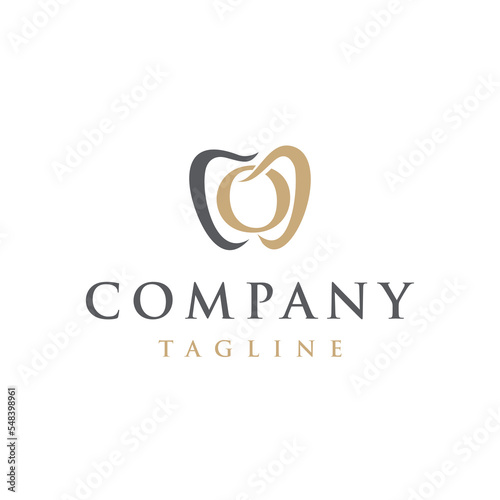 O Letter initial modern elegant luxury minimalis line art unique dental logo vector