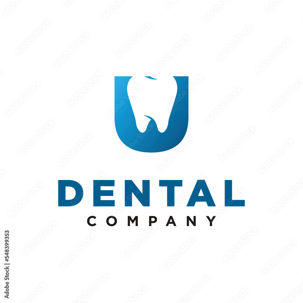 U Letter Initial Dental Logo Vector template