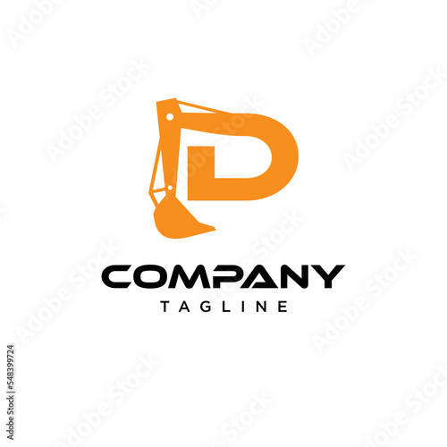 D Letter excavator Vector logo icon vector Template