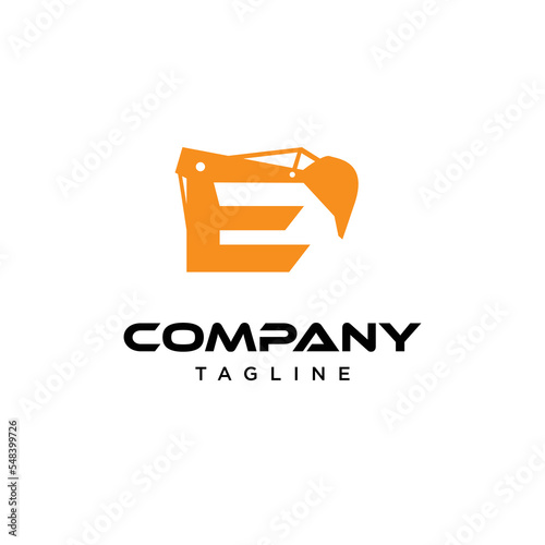 E Letter excavator Vector logo icon vector Template
