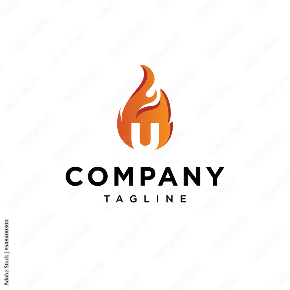 Fototapeta premium U Letter fire Vector logo icon vector Template