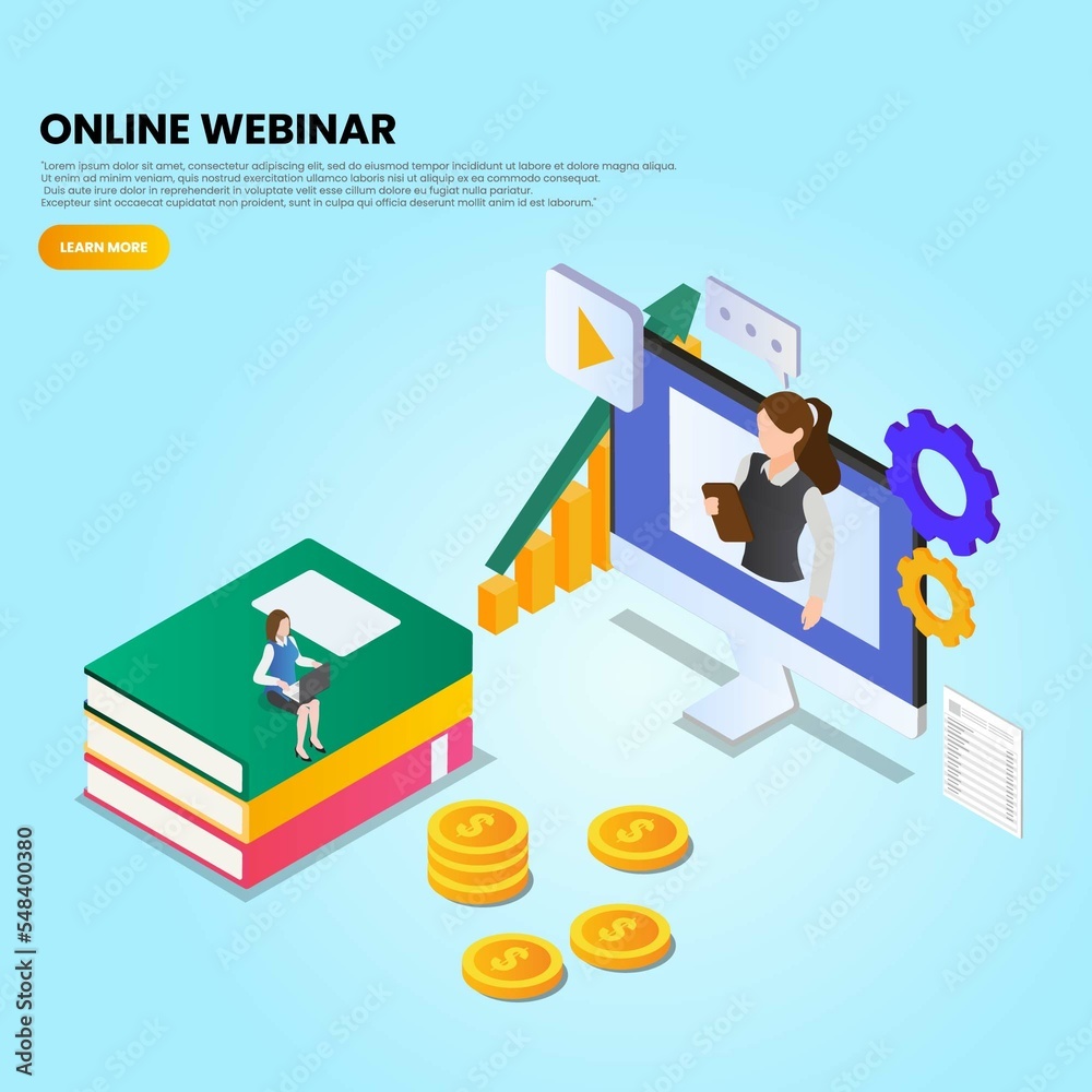 Financial Online webinar 3d isometric