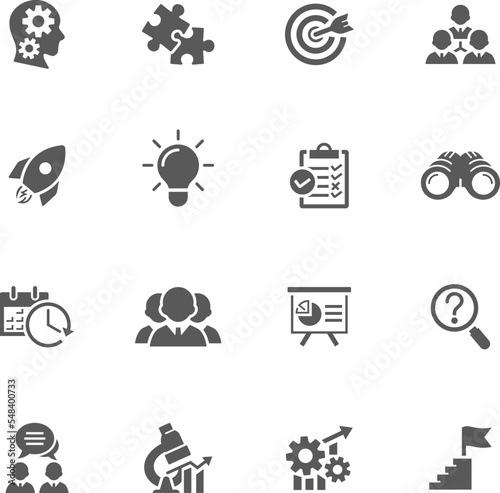 Business strategy black icons. Vector
