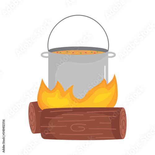 boiling pot on firewood