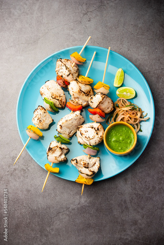 Reshmi Chicken malai Tikka also known as Afghani murgh Malai Tikka, asian food photo