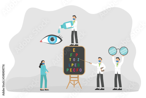 Ophthalmologists vector concept: Eye doctors working together to examine patient's sight