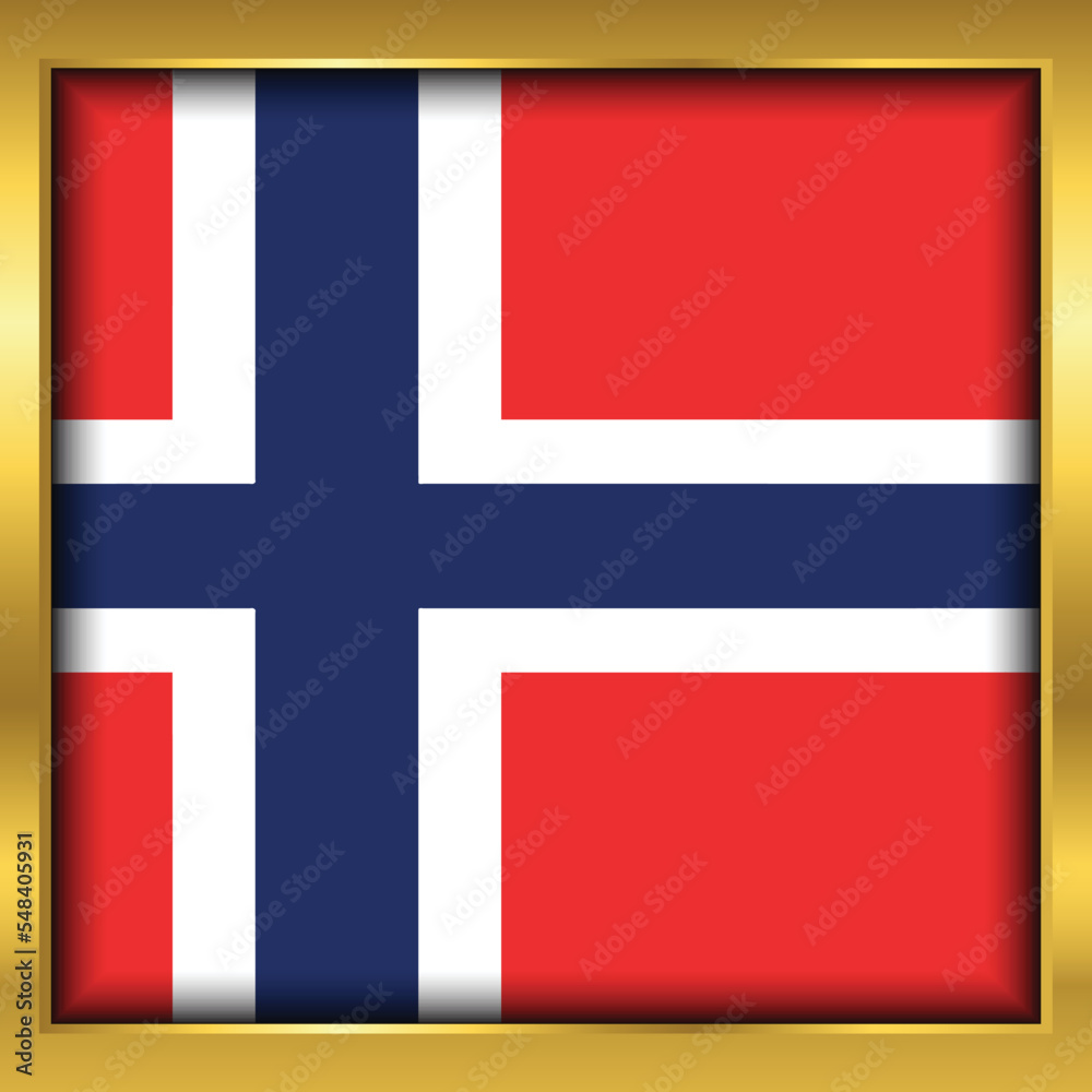 Norway Flag,Norway flag golden square button,Vector illustration eps10.