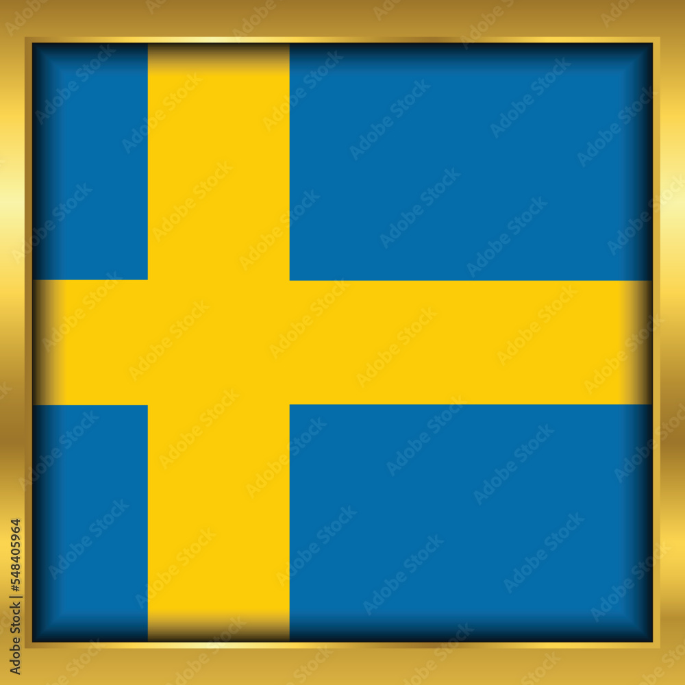 Sweden Flag, Sweden flag golden square button,Vector illustration eps10. Sweden Flag, Sweden flag golden square button,Vector illustration eps10.