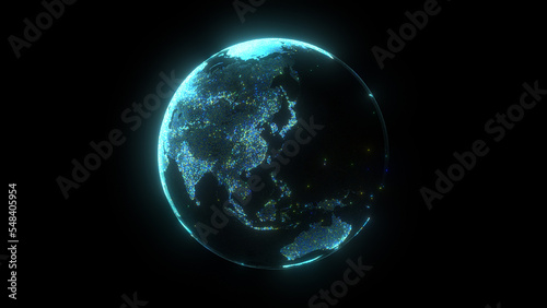 デジタル地球の背景素材。世界地図 photo