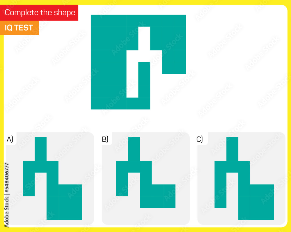 Obraz premium Find the Missing Piece. Shape completion questions, Find next shape