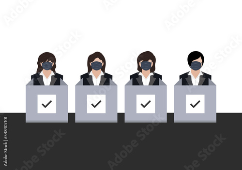 working woman voter with face mask at polling station vector ep13