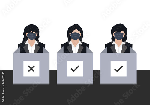 woman voter at polling station vector ep18