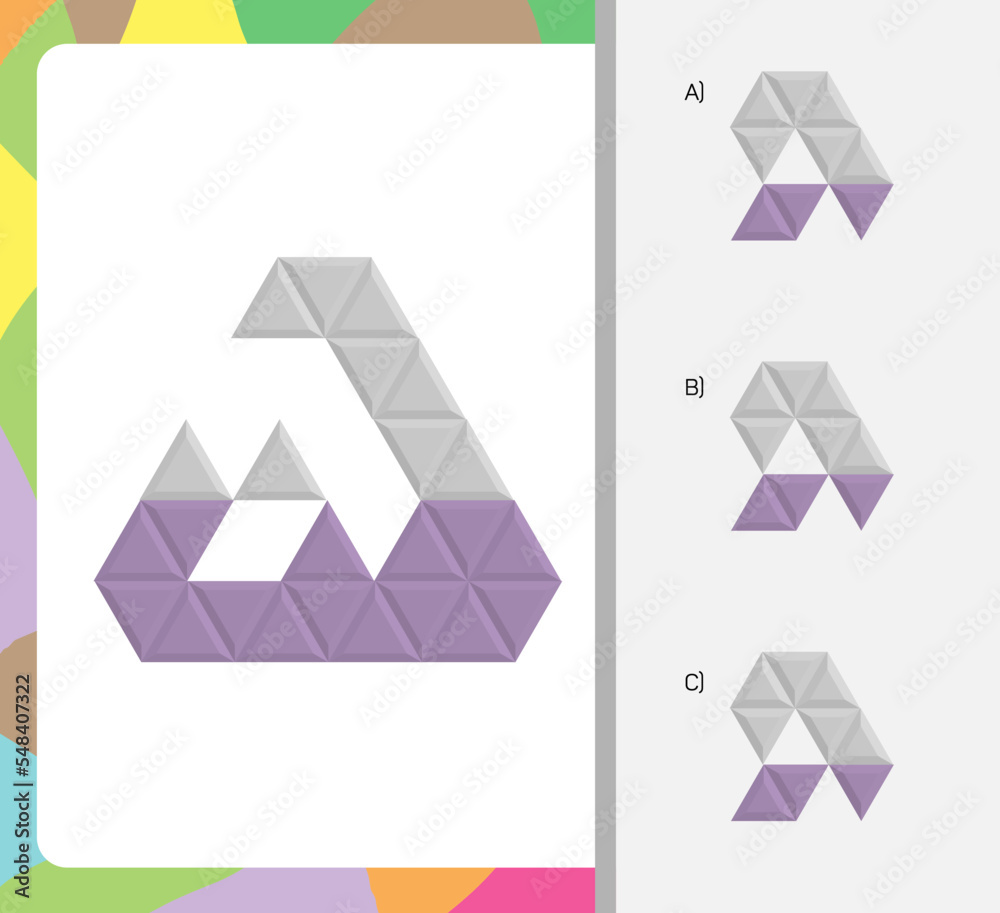 Fototapeta premium Find the Missing Piece. Shape completion questions, Find next shape