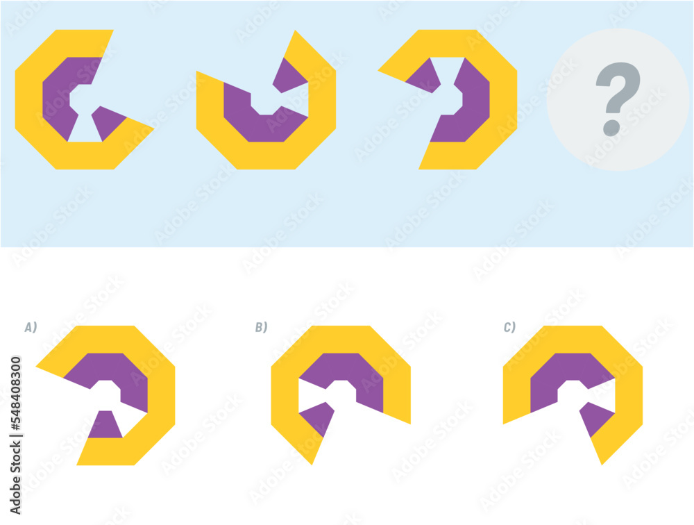 Find the Missing Piece. Shape completion questions, Find next shape Find the Missing Piece. Shape completion questions, Find next shape
