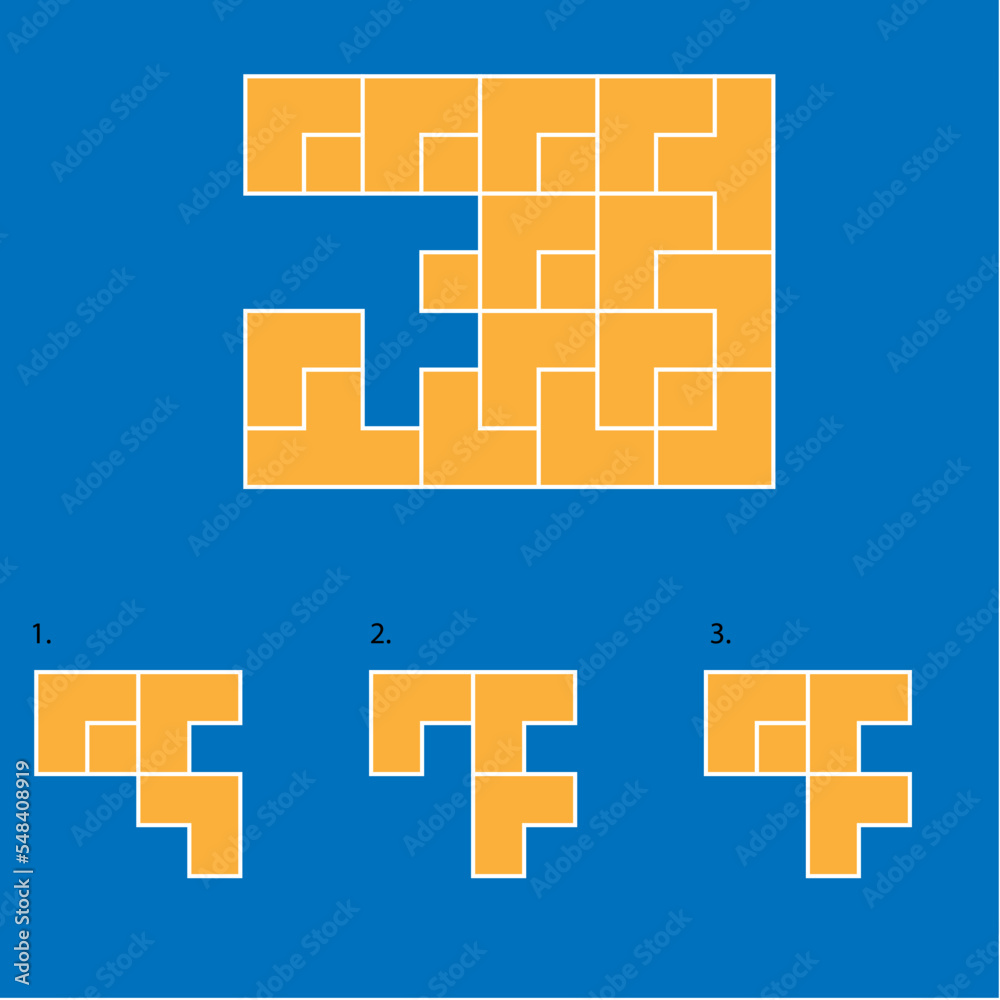 Fototapeta premium Find the Missing Piece. Shape completion questions, Find next shape