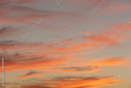 Southwestern sunset of Phoenix, Arizona. Dazzling and colorful clouds in the sky. 