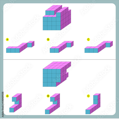 Find the Missing Piece. Shape completion questions, Find next shape