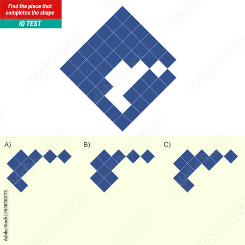 Find the Missing Piece. Shape completion questions, Find next shape