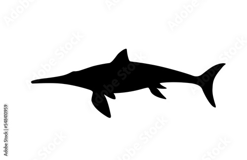 silhouette of an ichthyosaur on a white background