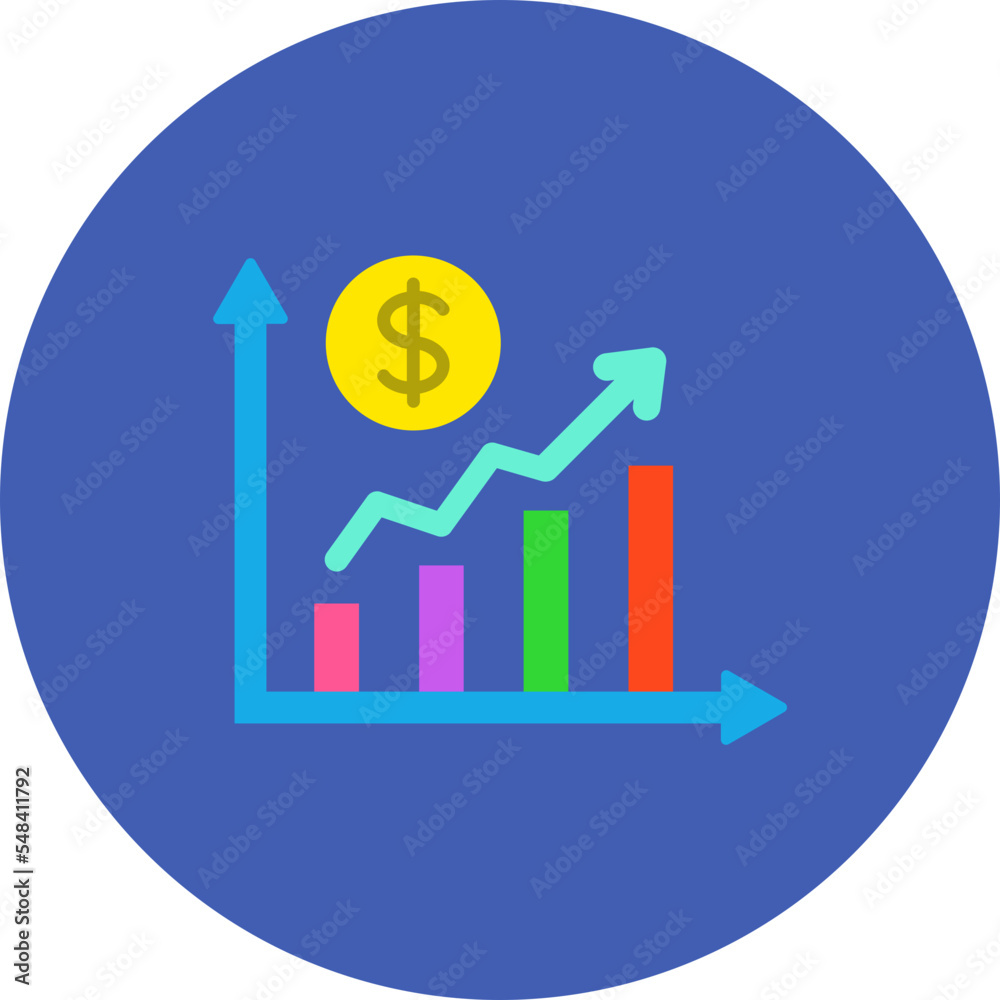Profit Chart Multicolor Circle Flat Icon Profit Chart Multicolor Circle Flat Icon