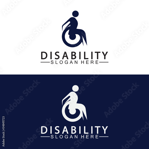 Passionate Disability People Support Logo. Wheel Chair Logo Illustration.