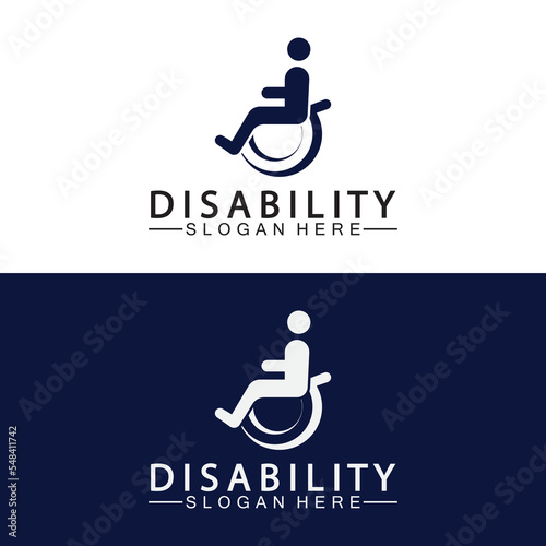 Passionate Disability People Support Logo. Wheel Chair Logo Illustration.