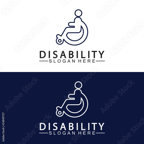 Passionate Disability People Support Logo. Wheel Chair Logo Illustration.