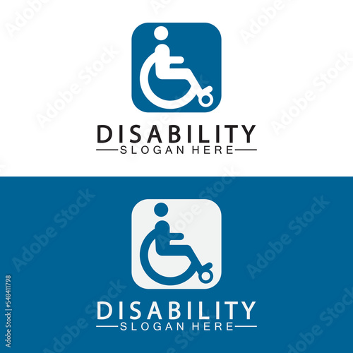 Passionate Disability People Support Logo. Wheel Chair Logo Illustration.