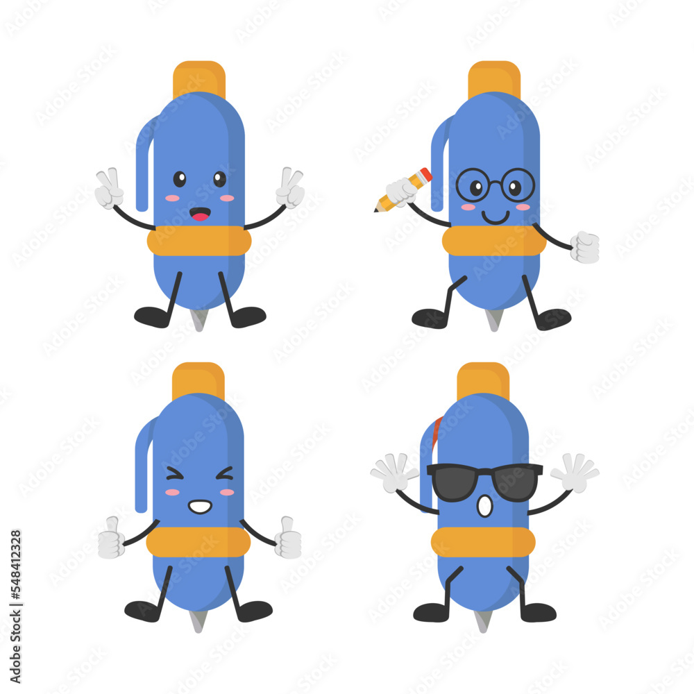 Set pen cartoon icon vector illustration Set pen cartoon icon vector illustration