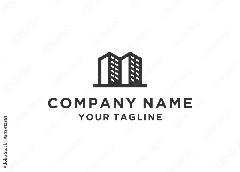 letter M with building logo design vector letter M with building logo design vector