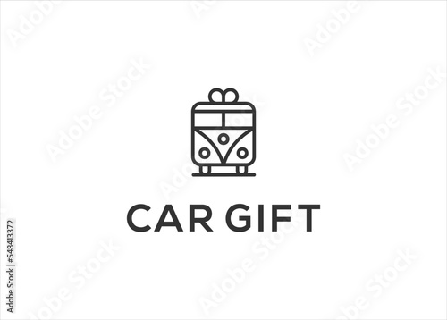 car gift logo design vector illustration