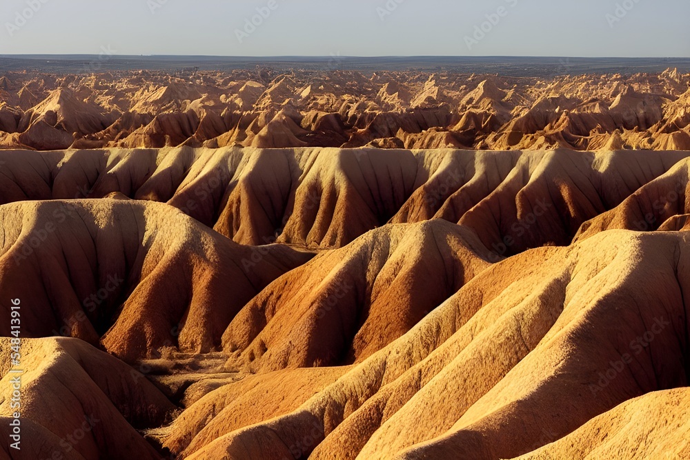 Obraz premium Rocky mountainous deserts. Badlands with geological formations. 