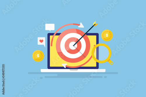 Marketing management strategy using segmentation, targeting and brand position advertising concept.