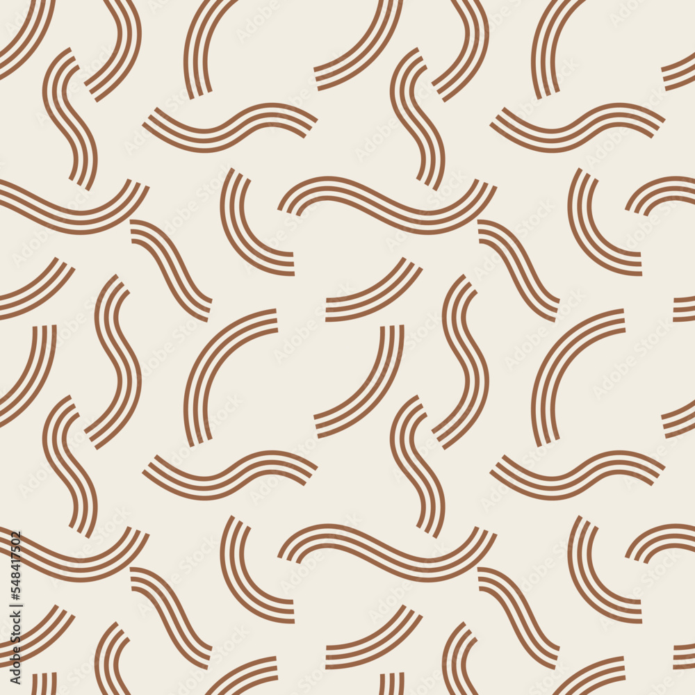 Vector seamless pattern. Texture of curves, twisted lines. Background with colored stripes.
