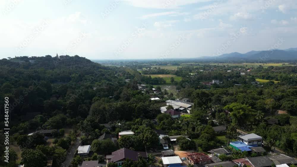 Aerial drone view over wide open landscape in Northern Thailand Aerial drone view over wide open landscape in Northern Thailand