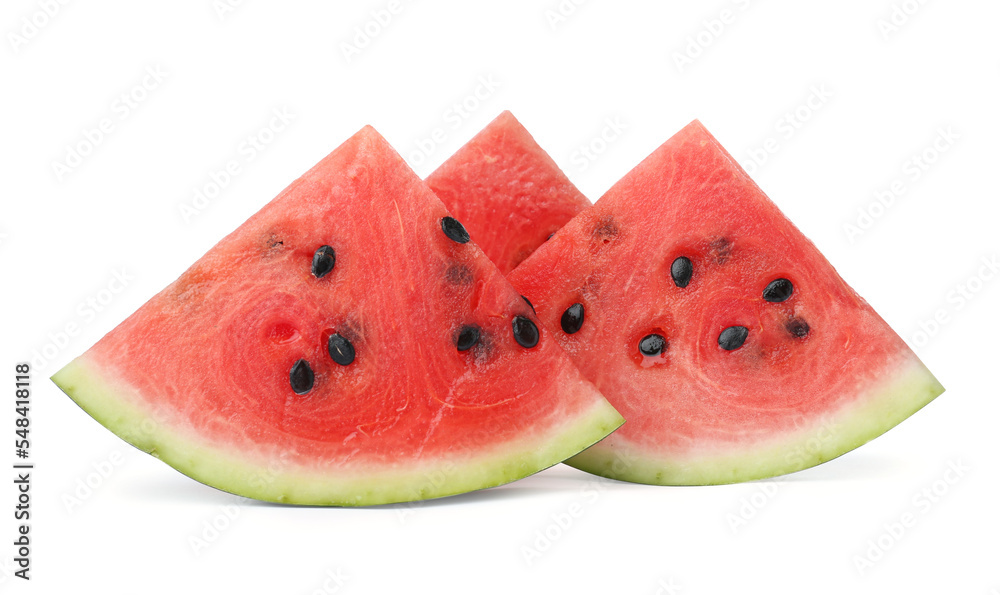 Slices of delicious ripe watermelon isolated on white Slices of delicious ripe watermelon isolated on white