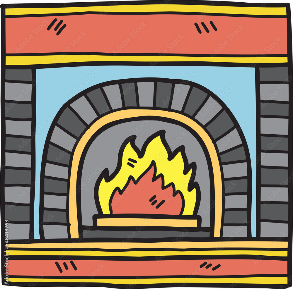 Fototapeta premium Hand Drawn minimalist fireplace illustration