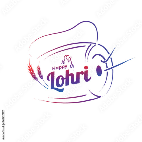 Happy Lohri Festival Background Design Template Vector Illustration, Indian Festival Happy Lohri Design photo