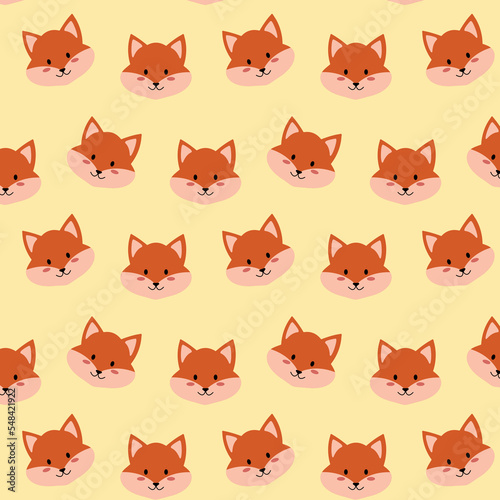 Cute cartoon fox. Seamless pattern. Vector illustration