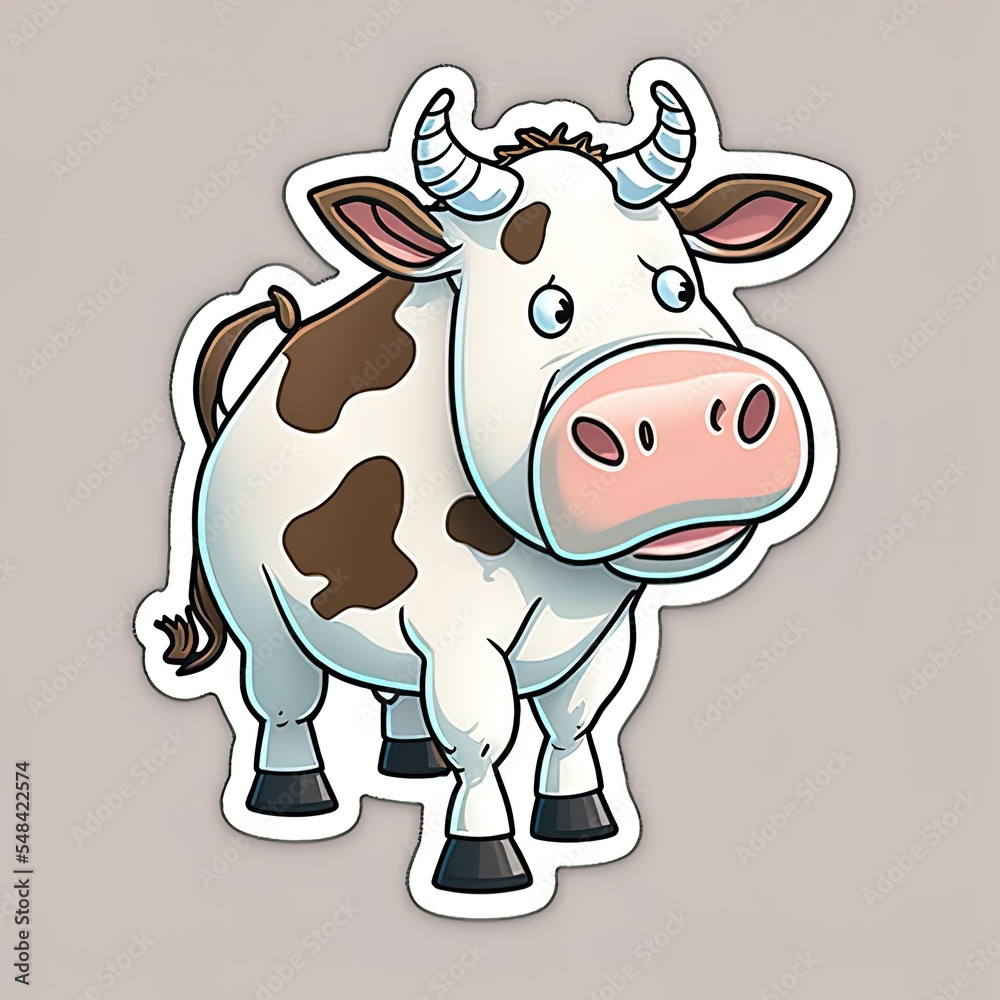Chubby Cow Animal Cartoon Sticker