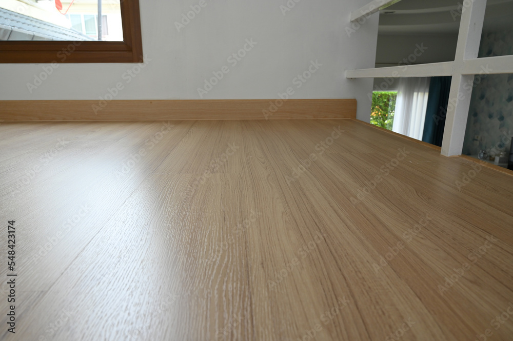 Fototapeta premium wooden floor with white handrail