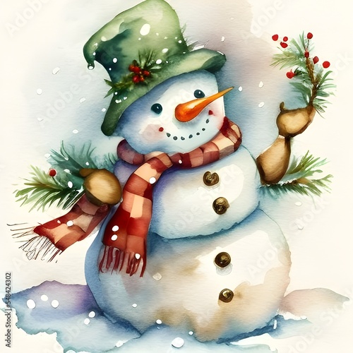Cute snowman dressed for the winter. 