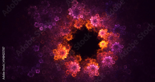 3D rendering abstract multicolor fractal light background