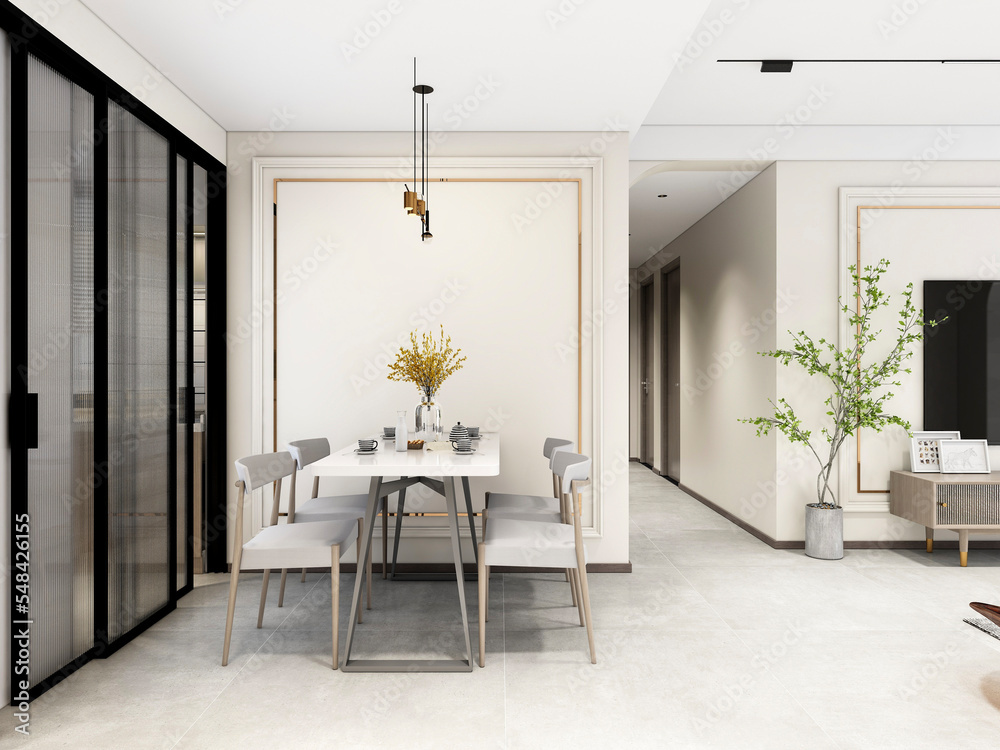 Fototapeta premium 3D rendering, Nordic wooden style restaurant design