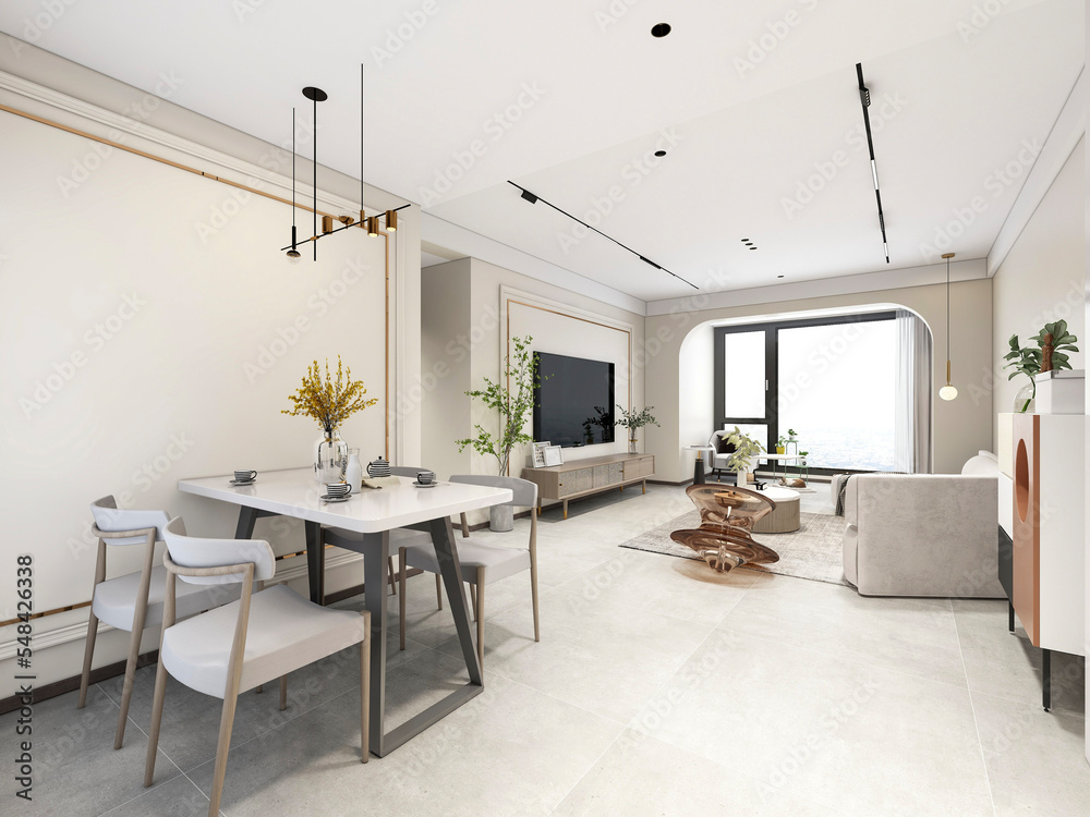 Fototapeta premium 3D rendering, Nordic wooden style restaurant design