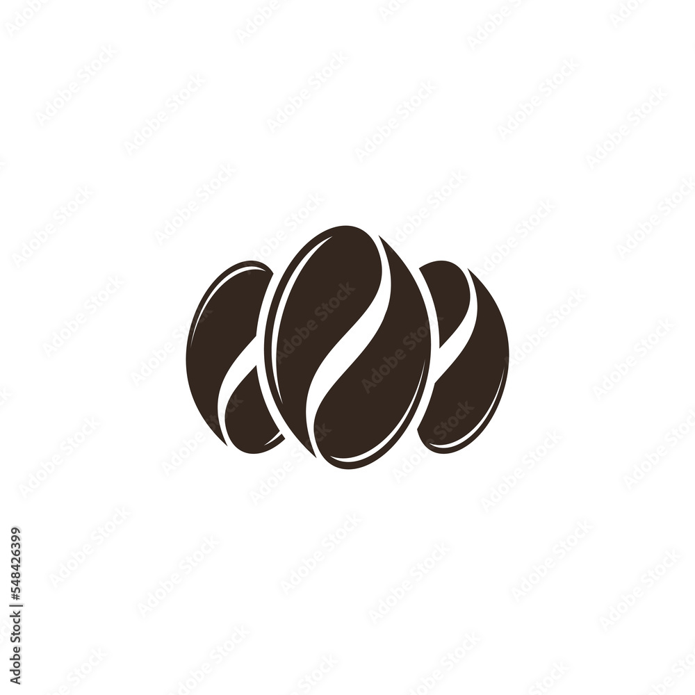Obraz premium brown coffee bean icon. caffeine symbol. Coffee break, lunch or take away drink logo.