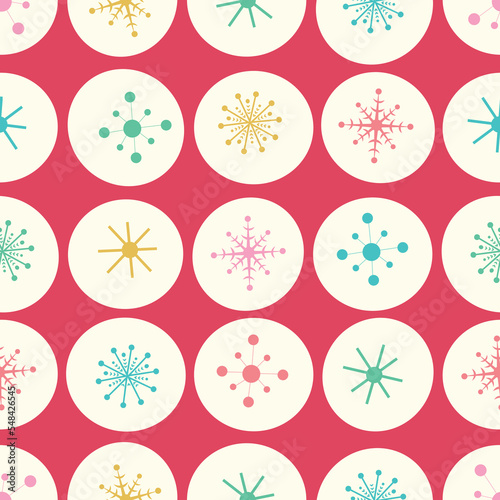 Christmas snowflake and star abstract pattern background pattern. Festive vector seamless repeat design. 